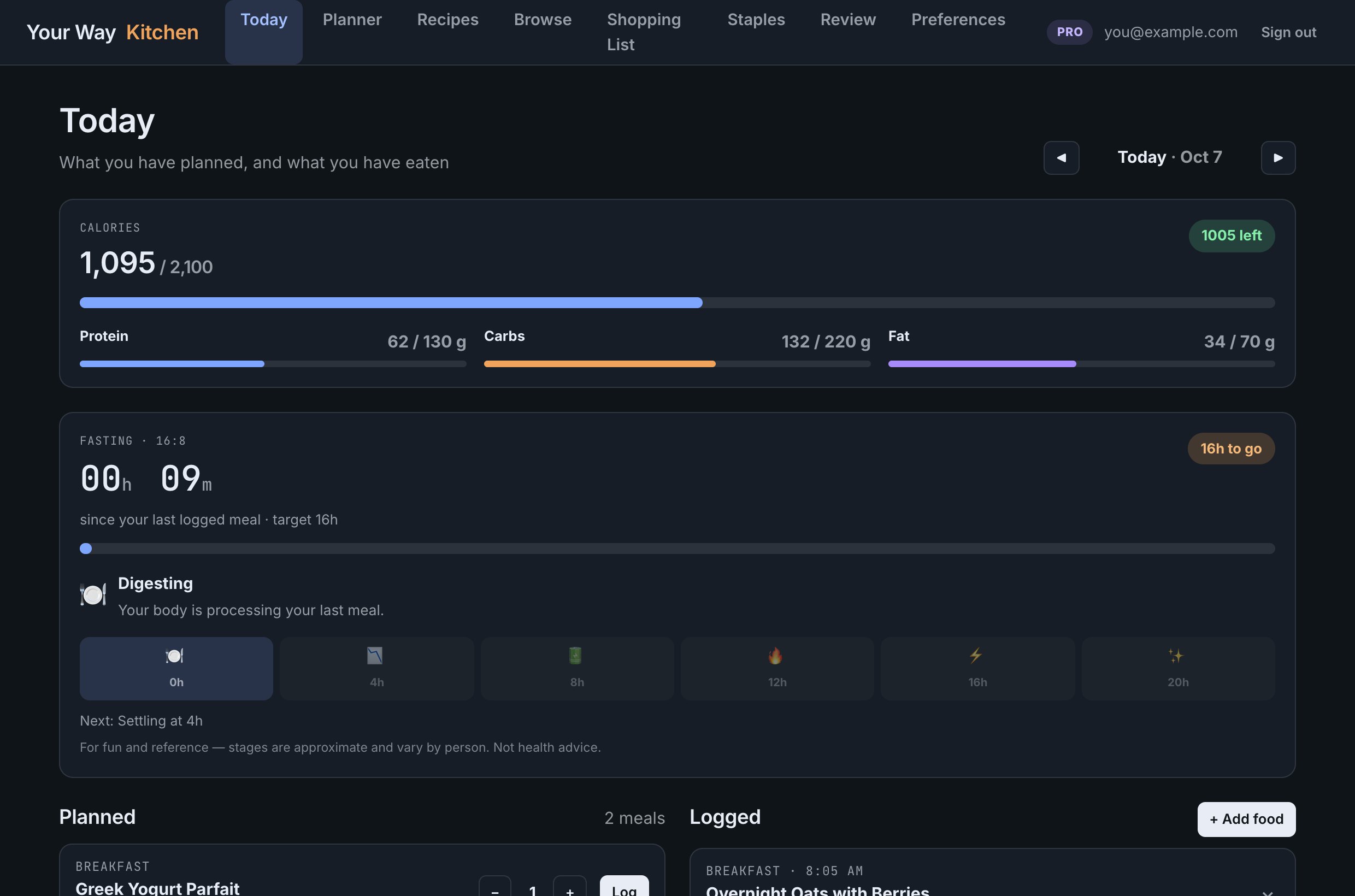 The web app in the Midnight theme
